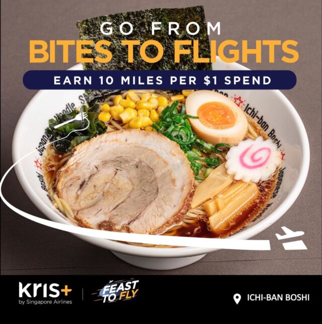 From now to 30 June 2024, Feast to Fly with with
Kris+ app at Ichi-ban Boshi and earn 10 miles per $1
spent. Get one step closer to your next holiday when
you dine with us!
.
Find out more: https://bit.ly/3QAqGHR
.
.
*only available at Sydney city shop
.

Take away:
* Ritual 
 please call us before you come to pick up your food:)
.
Delivery: 
* Uber
 * Doordash 
* Hungry Panda
.
@ichibanboshiaus 
.
.

.
Regular OPENING HOURS
●Sydney City
11am-9pm 7days
●Sydney Express
11am-4pm 7days
●Bondi Junction
11am-9pm except Tuesday

.
.

@ichibanboshiaus
.
.

#ichibanboshiaus 
#japaneserestaurant #sydneyfoodieshare 
#sydneyjapanesefood #japanesefood
#KrisPlus
#FeastToFly
#EarnMiles
#TravelRewards
#FoodieAdventures
#DineAndEarn
#MilesForMeals
#ExploreWithKrisPlus
#SingaporeEats
#FoodLovers
#EarnWhileYouEat
#DiningDeals
#KrisFlyer
#SIA
#HolidayRewards
#GourmetTravel
#MilesPerDollar
#FoodPromotion